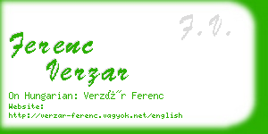 ferenc verzar business card